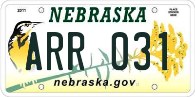 NE license plate ARR031