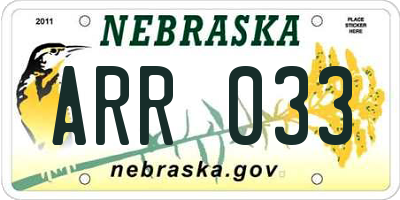 NE license plate ARR033