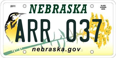 NE license plate ARR037