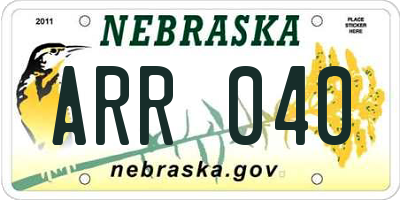 NE license plate ARR040