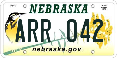 NE license plate ARR042