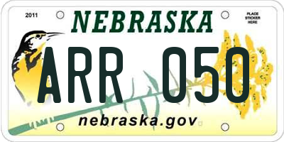 NE license plate ARR050