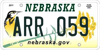 NE license plate ARR059