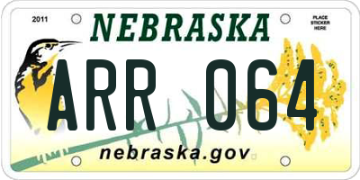 NE license plate ARR064