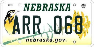 NE license plate ARR068
