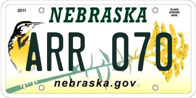 NE license plate ARR070