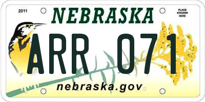 NE license plate ARR071