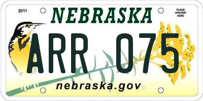 NE license plate ARR075