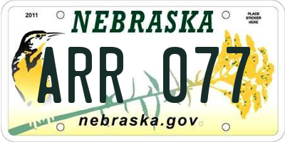 NE license plate ARR077