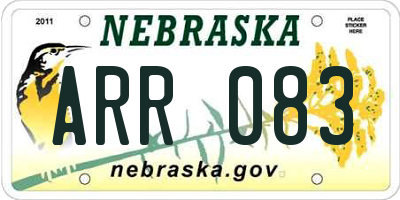 NE license plate ARR083