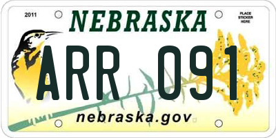 NE license plate ARR091