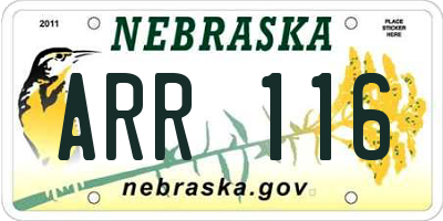 NE license plate ARR116
