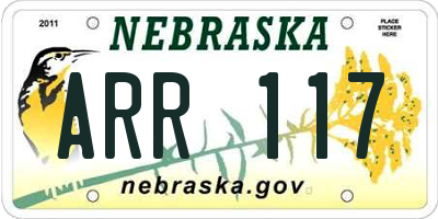 NE license plate ARR117