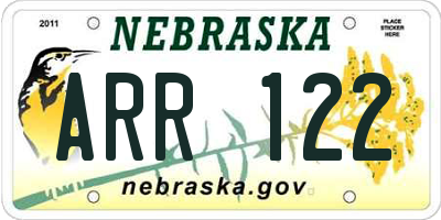 NE license plate ARR122