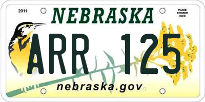 NE license plate ARR125