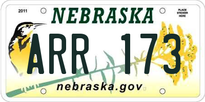 NE license plate ARR173