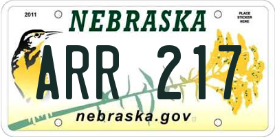 NE license plate ARR217