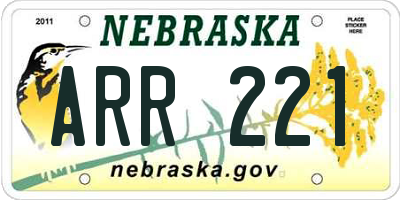 NE license plate ARR221