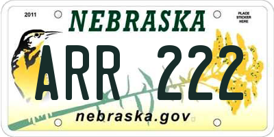 NE license plate ARR222