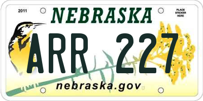 NE license plate ARR227