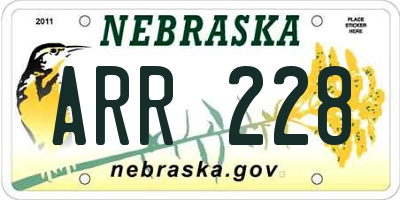 NE license plate ARR228