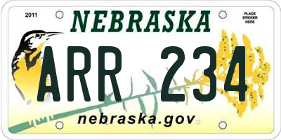 NE license plate ARR234
