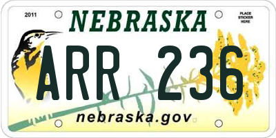 NE license plate ARR236