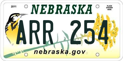 NE license plate ARR254