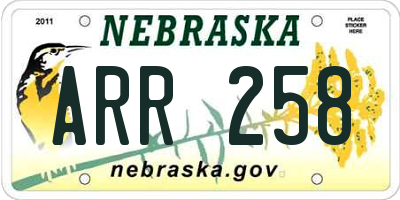 NE license plate ARR258