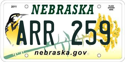 NE license plate ARR259