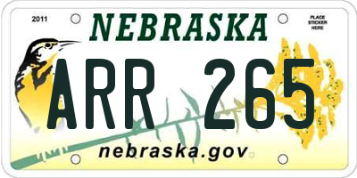 NE license plate ARR265