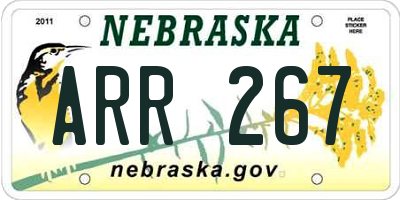 NE license plate ARR267