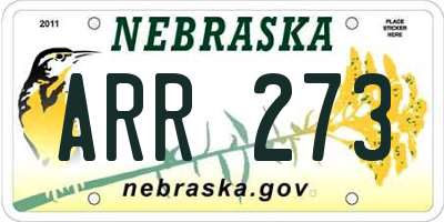 NE license plate ARR273