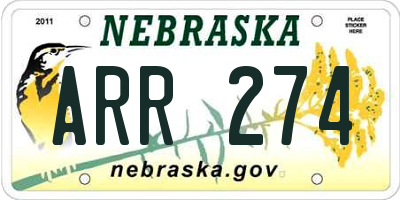 NE license plate ARR274