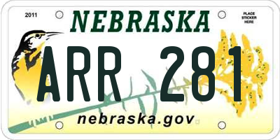 NE license plate ARR281