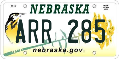 NE license plate ARR285