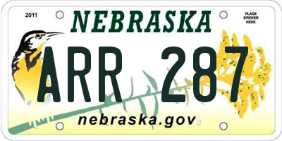 NE license plate ARR287