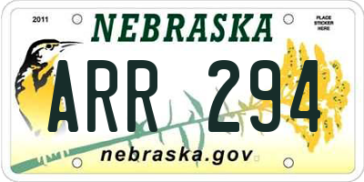NE license plate ARR294