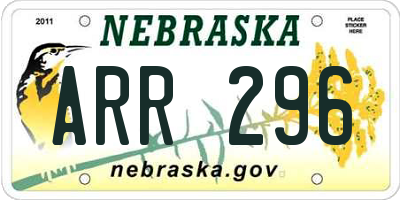 NE license plate ARR296