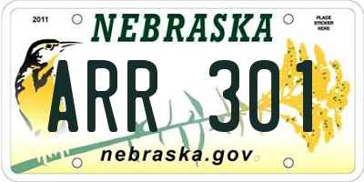 NE license plate ARR301