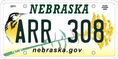 NE license plate ARR308