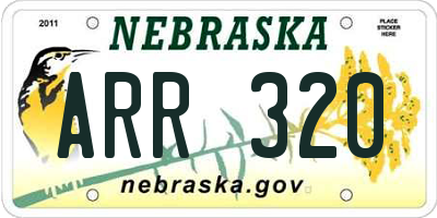 NE license plate ARR320