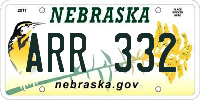 NE license plate ARR332