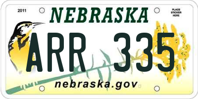 NE license plate ARR335