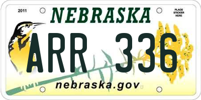 NE license plate ARR336