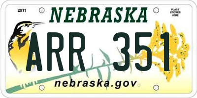 NE license plate ARR351