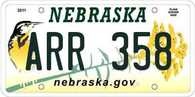 NE license plate ARR358
