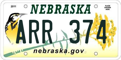 NE license plate ARR374