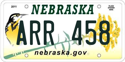 NE license plate ARR458