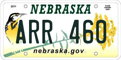 NE license plate ARR460